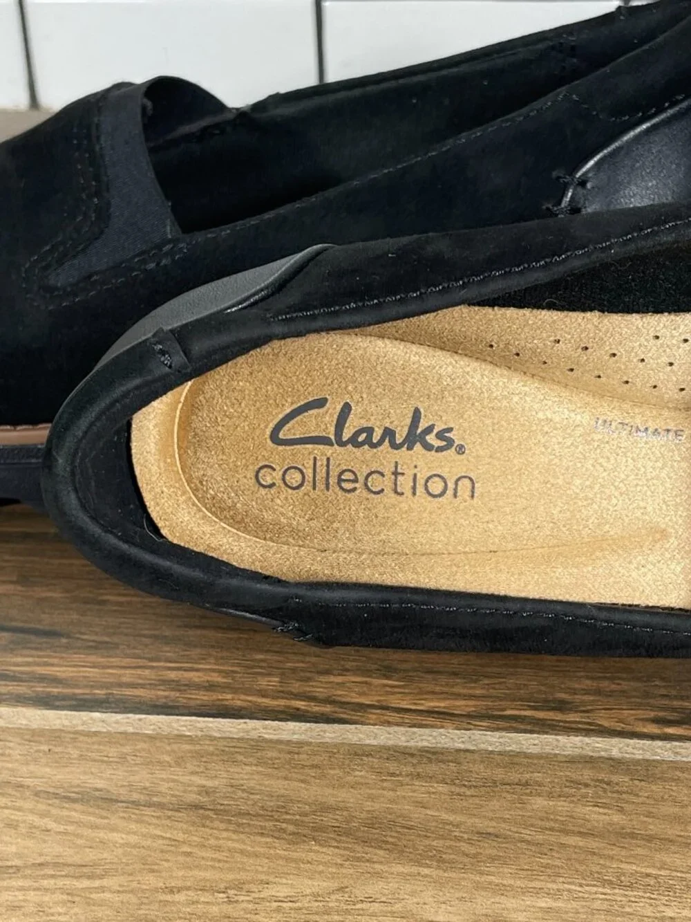 Clarks Sharon Dolly Shoes Womens Size 7 Black Suede Slip On Comfort Loafers